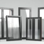 Aluminum windows lined up
