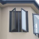 Aluminum windows with black frames