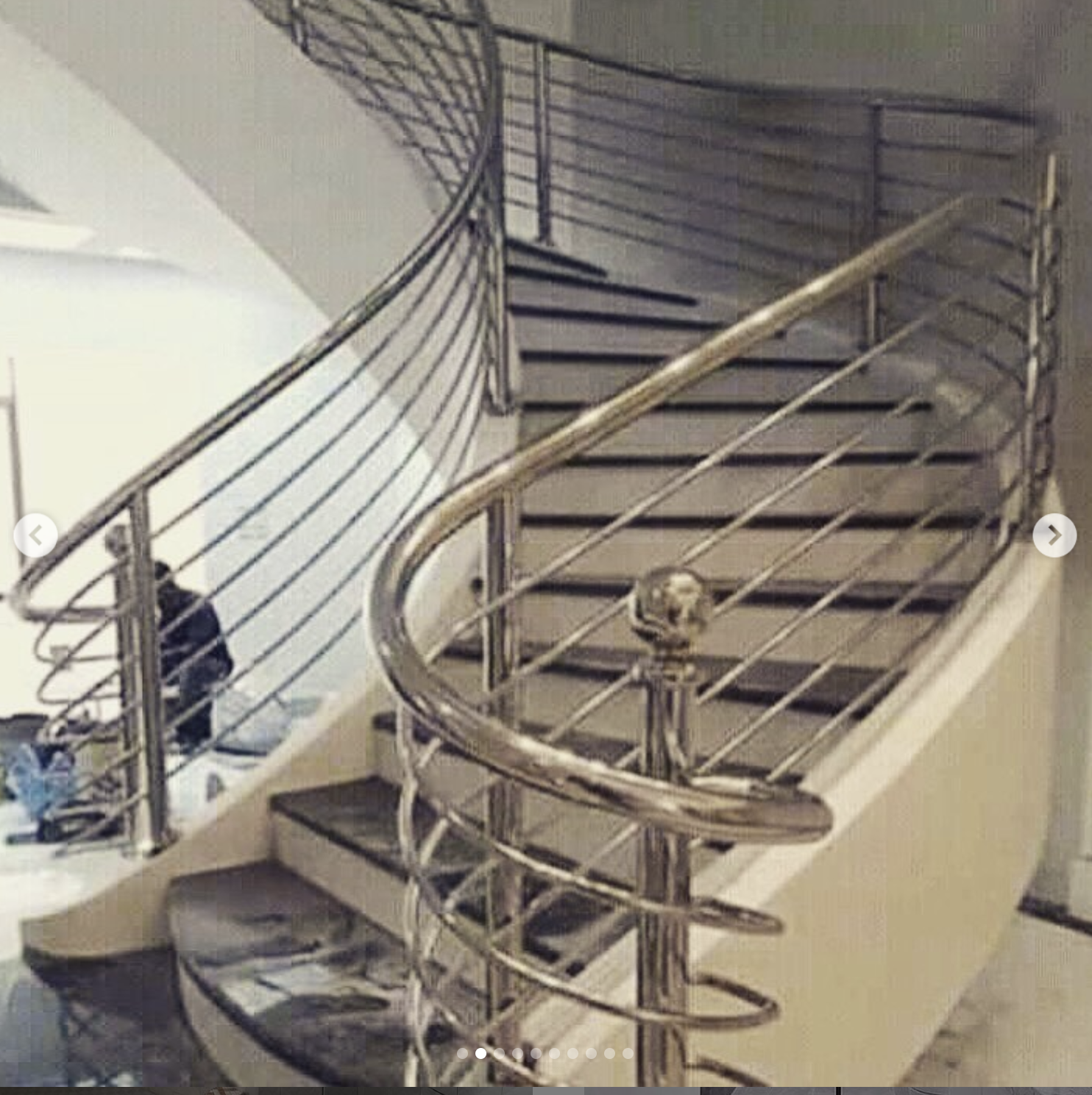 curved stainless steel balustrade on stairs